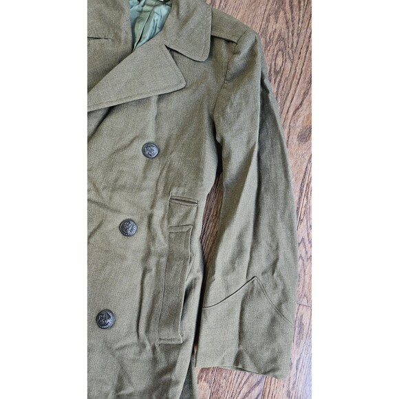 US Military Marine Corps Green Wool Uniform Overcoat Size 34s Goodstein Bros. - Picture 5 of 16